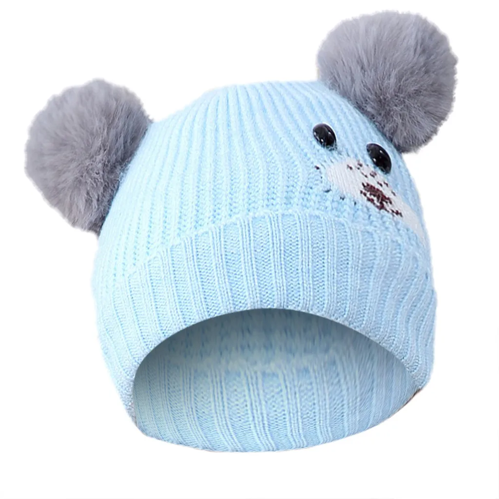 Beige Beanies детская зимняя шапка Детская кепка зимняя Милая шапка Зимний широкий берет-Боб enfant hiver bonnet enfant fille шапочки - Цвет: Beige