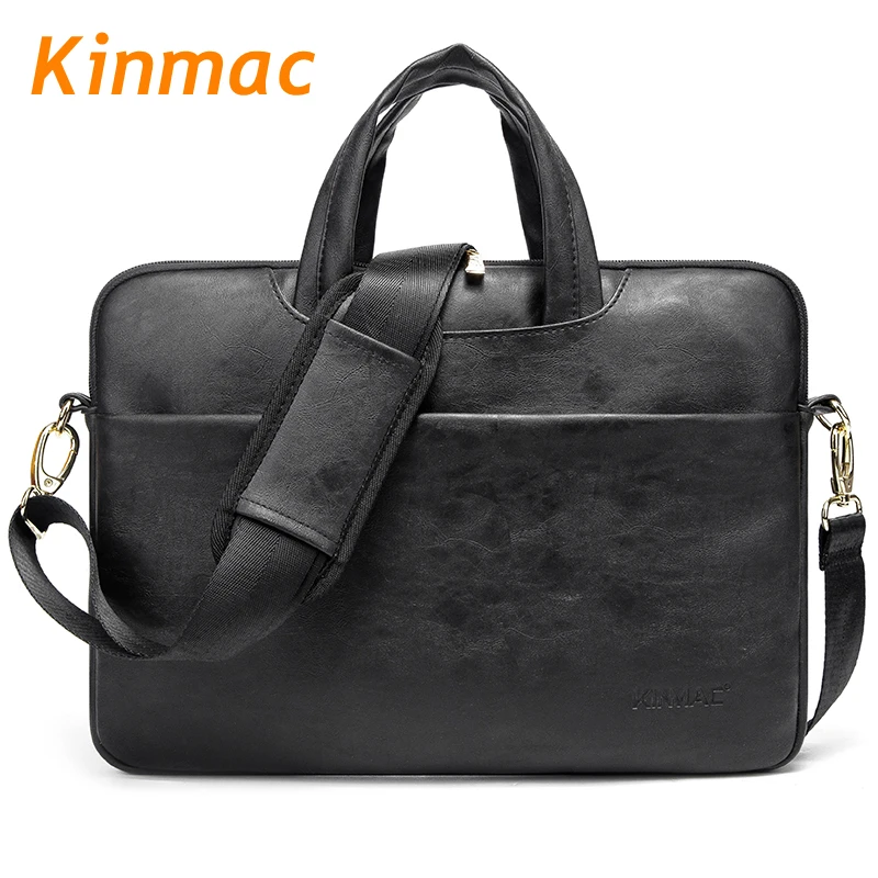 Kinmac Bolsa de Laptop de Couro pu de Marca 13.3 15.6 com Bolsa Bolsa Mensageiro Masculina e Feminina à Prova Dágua para Macbook e Notebook Dropship