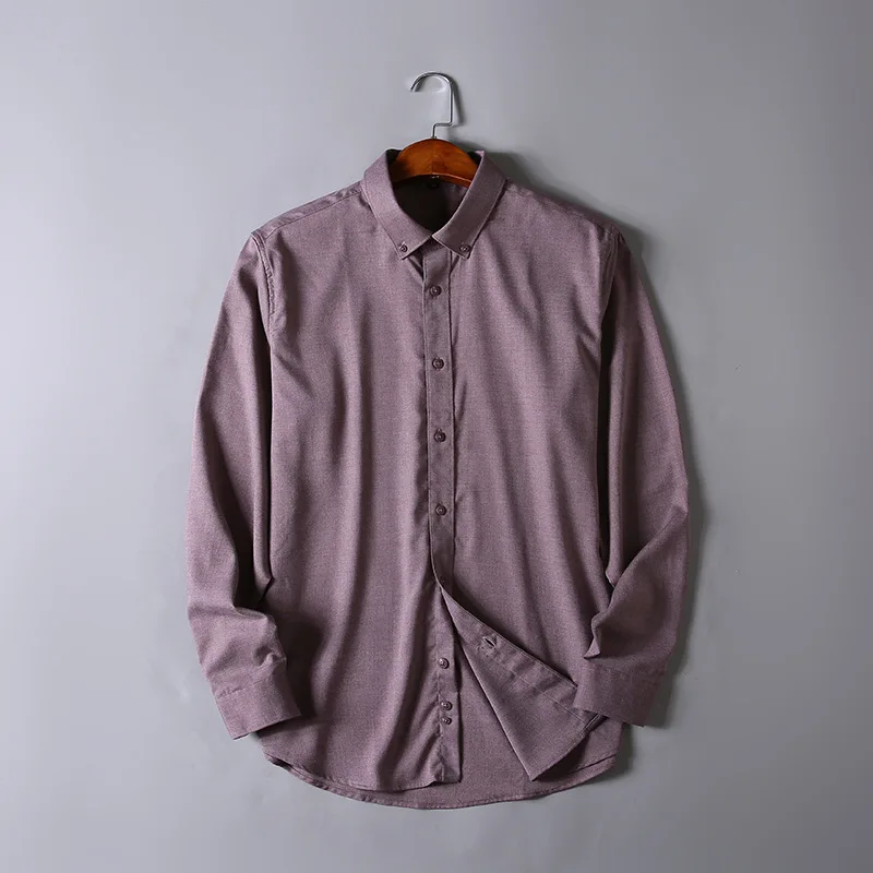 Плюс Zise 5XL 6XL 7XL мужская стрейчевая Повседневная рубашка бизнес мода сплошной цвет Мужская рубашка с длинным рукавом мужская брендовая одежда - Цвет: Bean red