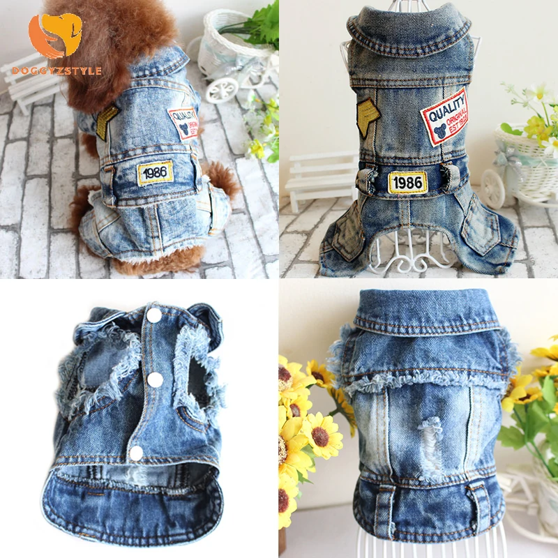 Жилет для домашних питомцев рубашки одежда на весну и осень джинсовая футболка
