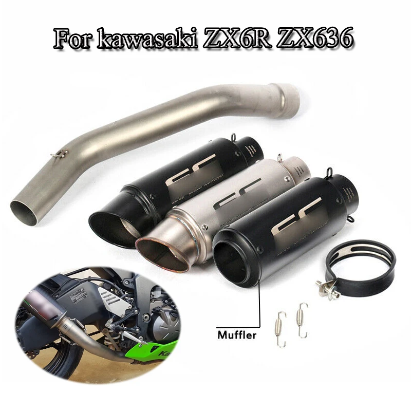 

Ninja ZX6R ZX636 Exhaust System Pipe For 2009-2019 Yamaha ZX6R ZX636 Motorcycle Exhaust Mid Link Pipe Muffler Tip With DB Killer