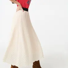 Весна и лето Новая эластичная талия средней длины в елочку плиссированная юбка для женщин