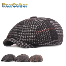 RoxCober зимние шапки, теплые шерстяные утолщенные кепки Newsboy для мужчин, винтажные Восьмиугольные шляпы детектива художника, шапки в стиле ретро, плоские шапки 399