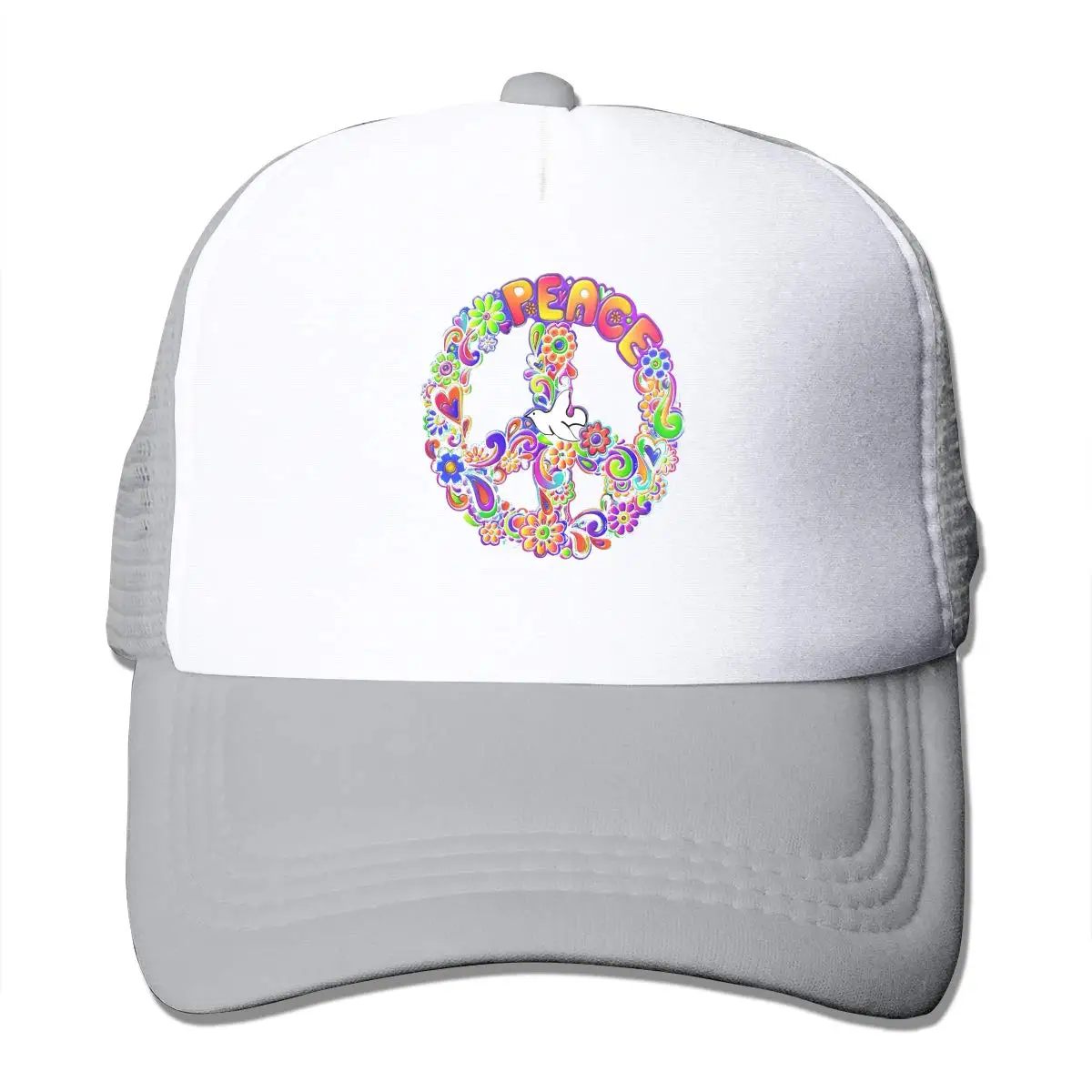 Хиппи цветок сила мира унисекс Регулируемый Snapback ремень Дальнобойщик Шляпа сетка шляпа Защита от солнца сетки бейсбол CapBlack