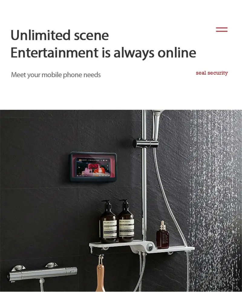 Magic Wall Mounted Phone Case Waterproof Phone Holder Bathroom Toilet Tablet Or Phone Holder Self Adhesive Shower Accessories