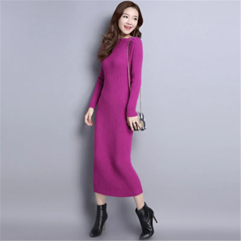 Extra Long Slim Pencil Knitted Dress Women Casual Plus Size Winter Warm Elasticity Sweater Basic Dress Elegant party vestito Extra Long Slim Pencil Knitted Dress Women Casual Plus Size Winter Warm Elasticity Sweater Basic Dress Elegant party vestito