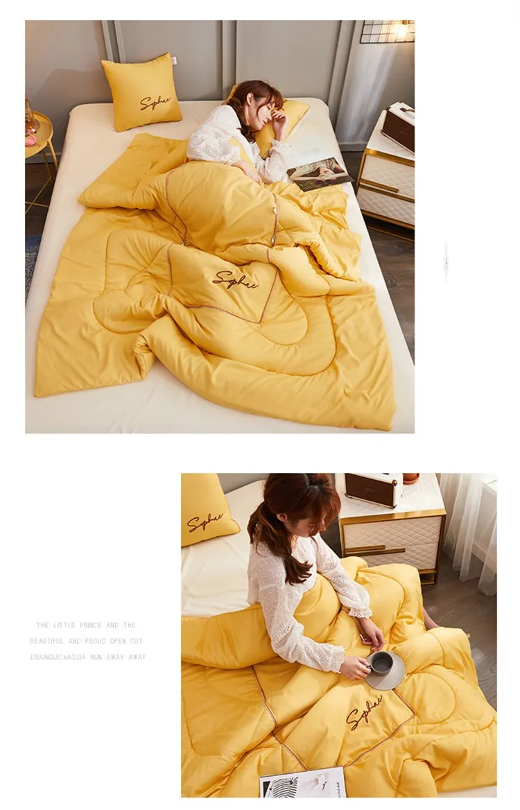 Nordic Light Luxury Style 3D Embroidery Cushion Blanket, Car, Office, Foldable Air-Conditioning Quilt, Living Room Sofa Pillow