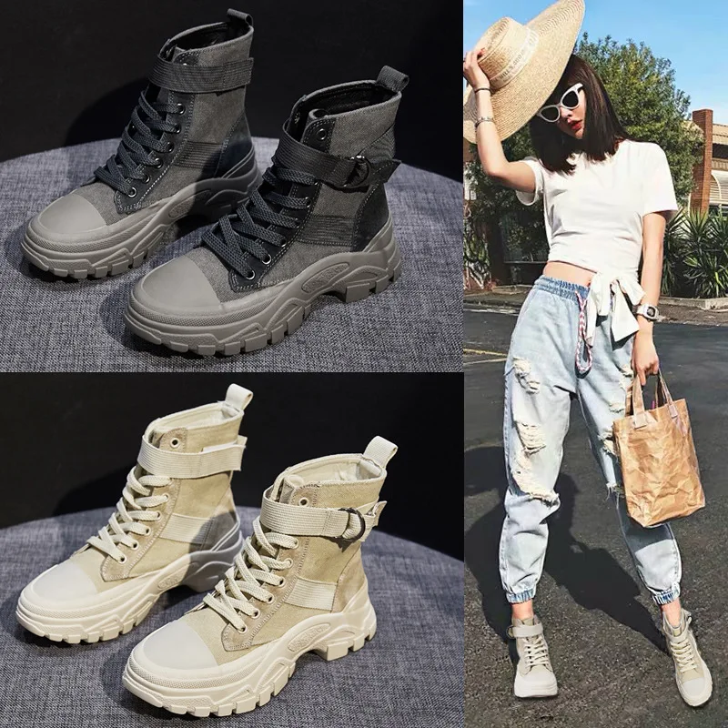 

High-Band Martin Boots and Canvas 2009 Autumn New Boots with Thick Leather Base