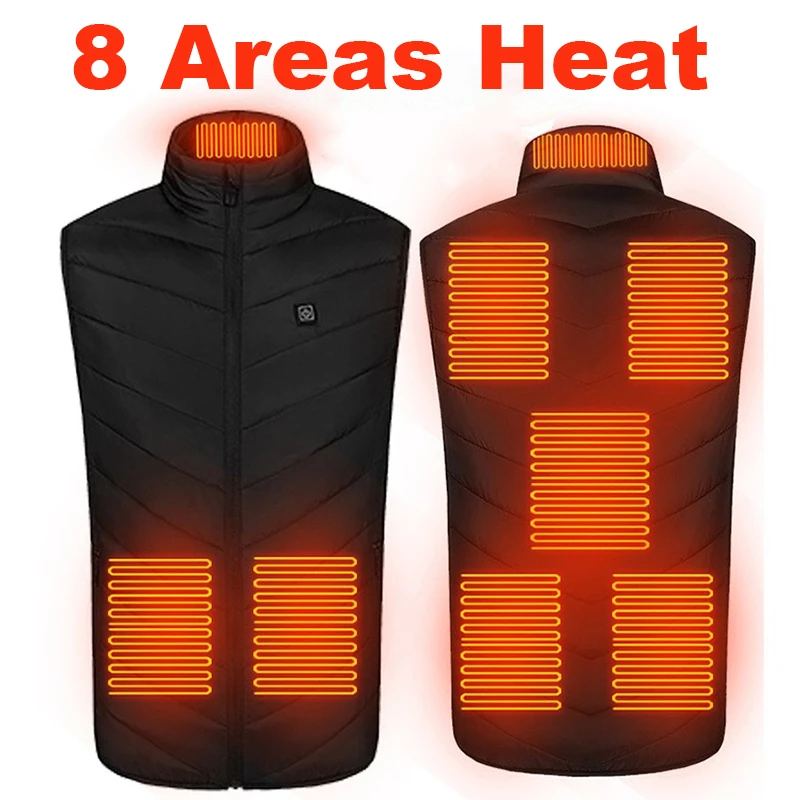 8 Areas Heated Vest Men Women Heated Jacket Winter Fishing Hunting Vest Tactical Heated Jacket Usb Vest Outdoor Veste Chauffante|Hiking Vests| - AliExpress