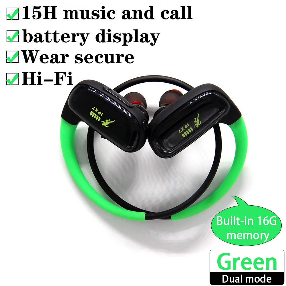 Cyboris наушник для плавания водонепроницаемый 16 Гб Mp3 плеер Bluetooth гарнитура 15 часов время работы IPX7 Hifi бас беспроводной наушник