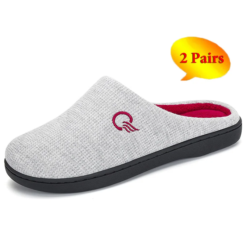 2 пары зимних тапочек женские домашние меховые шлепанцы теплые тапочки хлопковые