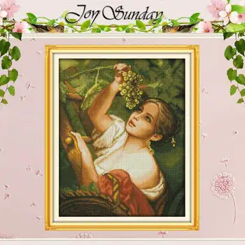 

The Plucking Grapes Girl PatternsCounted Cross Stitch 11 14CT Cross Stitch Sets Chinese Cross-stitch Kits Embroidery Needlework