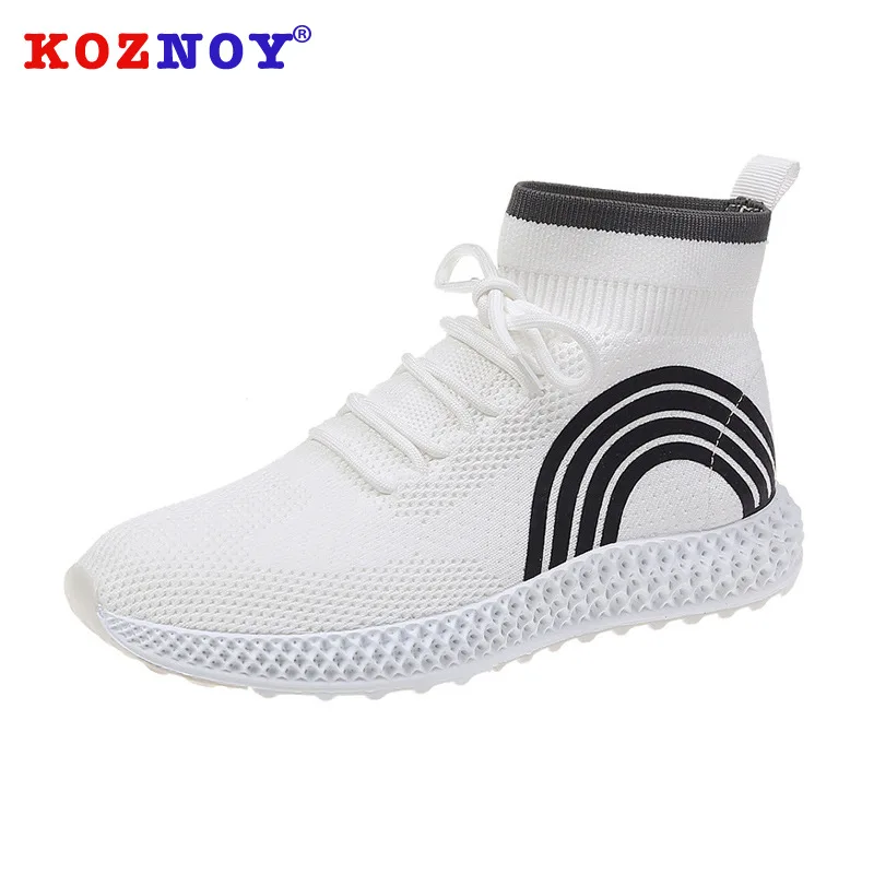 

Koznoy Sneakers Women Fall Winter Korean Version Dropshipping Breathable Flat Bottom Sewing Increased Mesh Causal Women Shoes