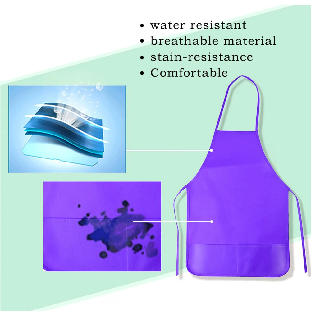 12Pcs Kids Art Painting Smocks Kitchen Oil Resistance Dining Cleaning Aprons with Pockets