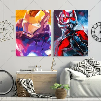 Marvel malowanie superbohatera Ant-Man Avengers druk na płótnie malarstwo dla dzieci prezent Mural pokoju Spider-Man Iron Man sypialnia plakaty tanie i dobre opinie Disney CN (pochodzenie) Wydruki na płótnie Pojedyncze PŁÓTNO akwarelowy cartoon bez ramki abstrakcyjne EM22 Malowanie natryskowe