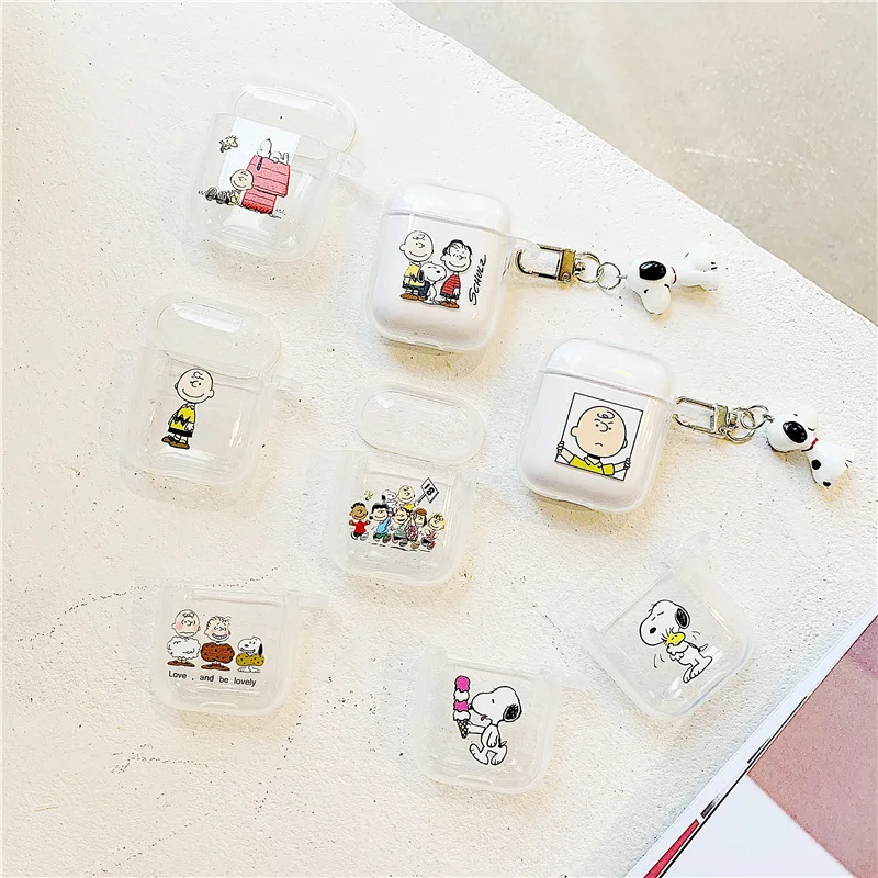 Чехол из ТПУ с брелоком для Airpods1, 2 чехол для наушников с изображением собаки-арахиса Шарли для Apple AirPods, беспроводная bluetooth-гарнитура# F0