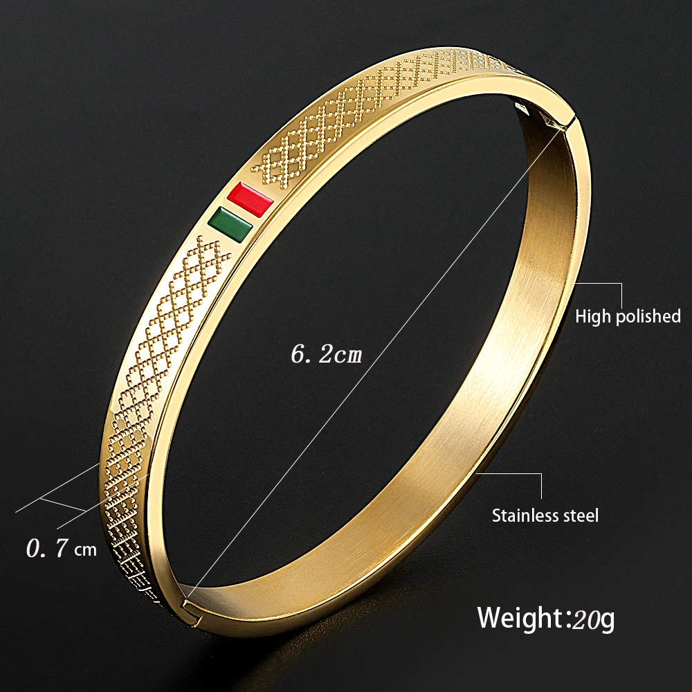 Bangle Bracelet Stainless Steel Bracelet 6mm 8mm Green Red Cuff Stainless Steel Bracelet Women Men Jewelry