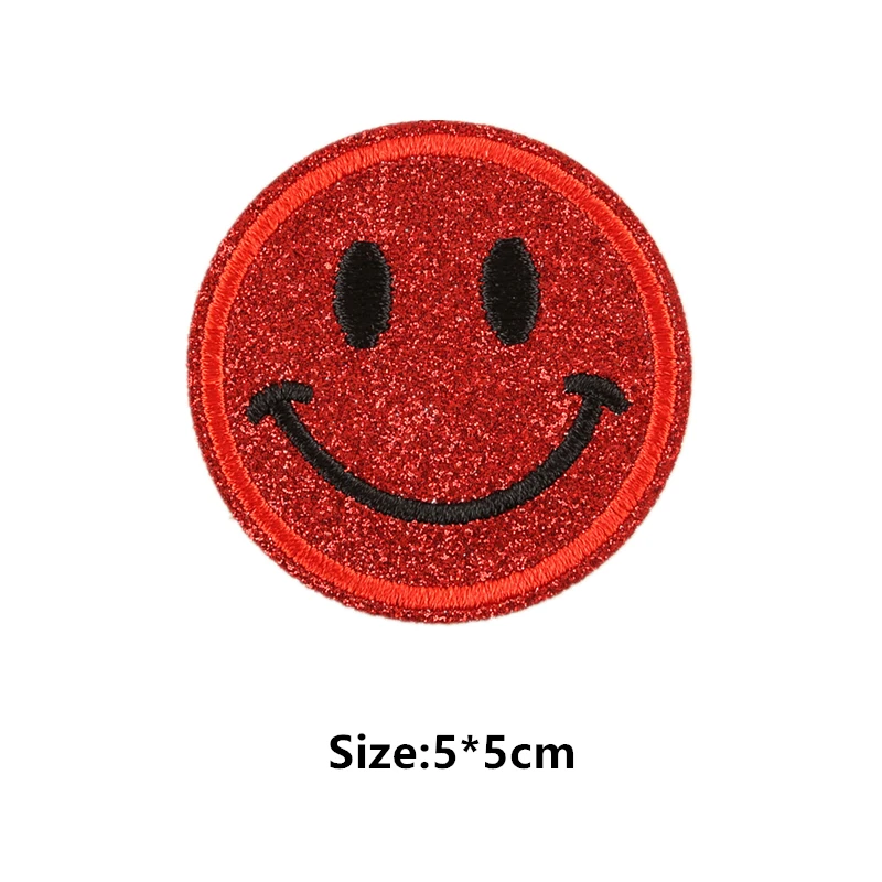 1Pcs Round Expression Smiley Face Patch Clothes Iron on Embroidered Sew Applique Cute Fabric Badge Garment Apparel Accessories 