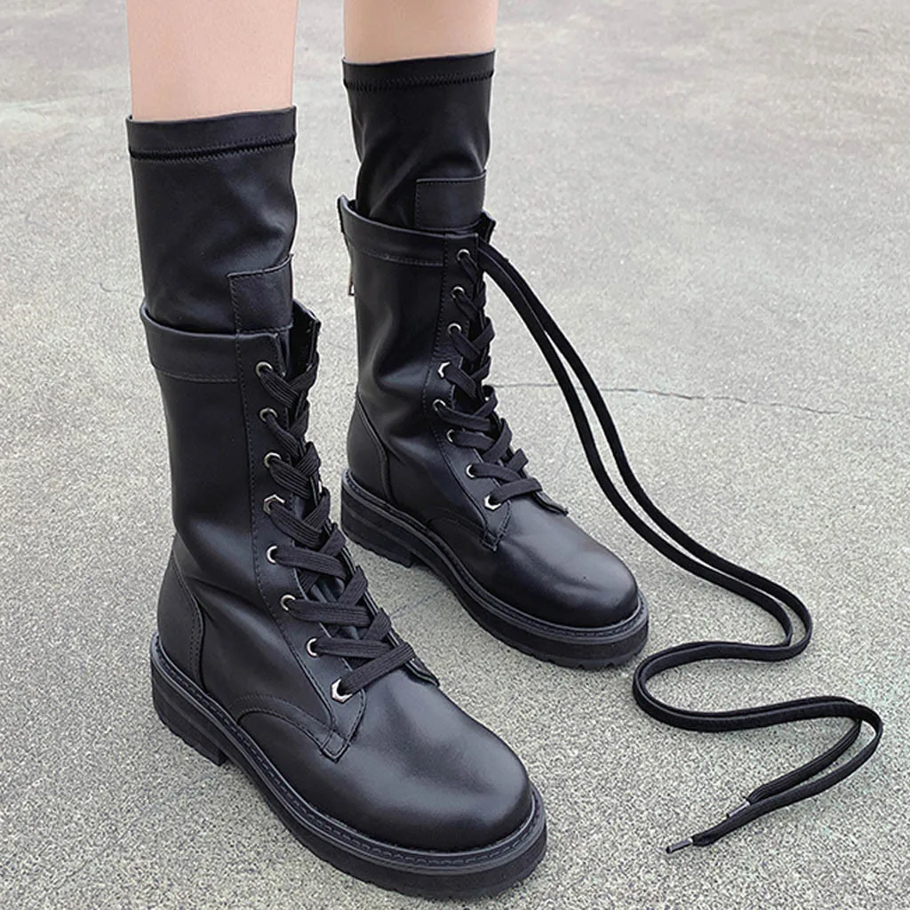 

Fashion Black Mid Boots Women's Winter Shoes Back Zipper Round Tpe Women Shoes Female Ladies Soft Leather Boots Mid-Calf Booties