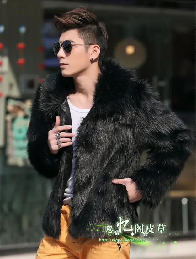 Bchaqueta cuero hombre Для мужчин зимние черные сапоги длинношерстных пальто с искусственным мехом лисы меховой отложной воротник полный Меховые пальто Для мужчин Меховая куртка