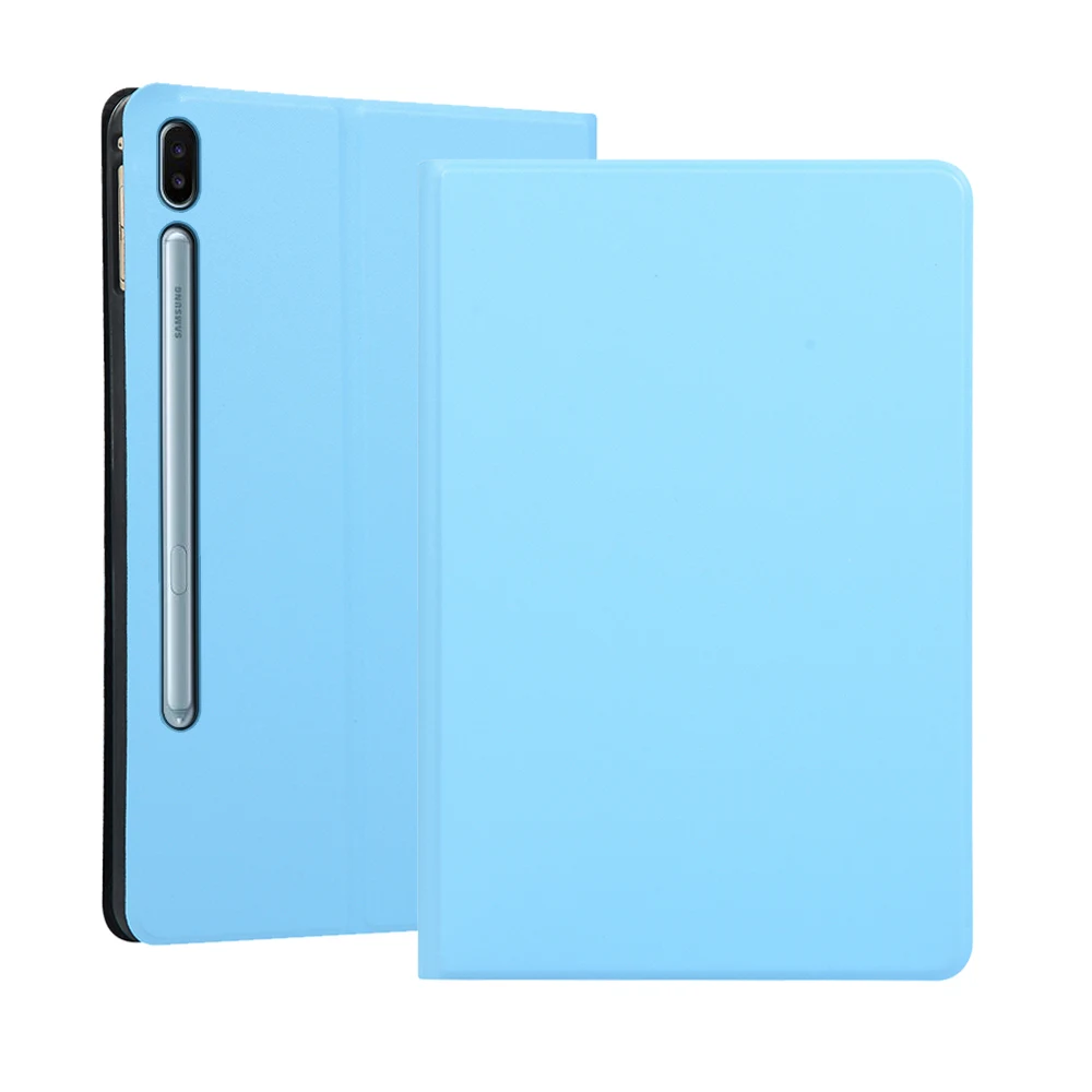 Для samsung Galaxy Tab S6 10,5 дюймов SM-T860 T865 чехол для планшета PU+ TPU флип-чехол с подставкой из эластичной кожи с противоскользящими полосками - Цвет: Синий