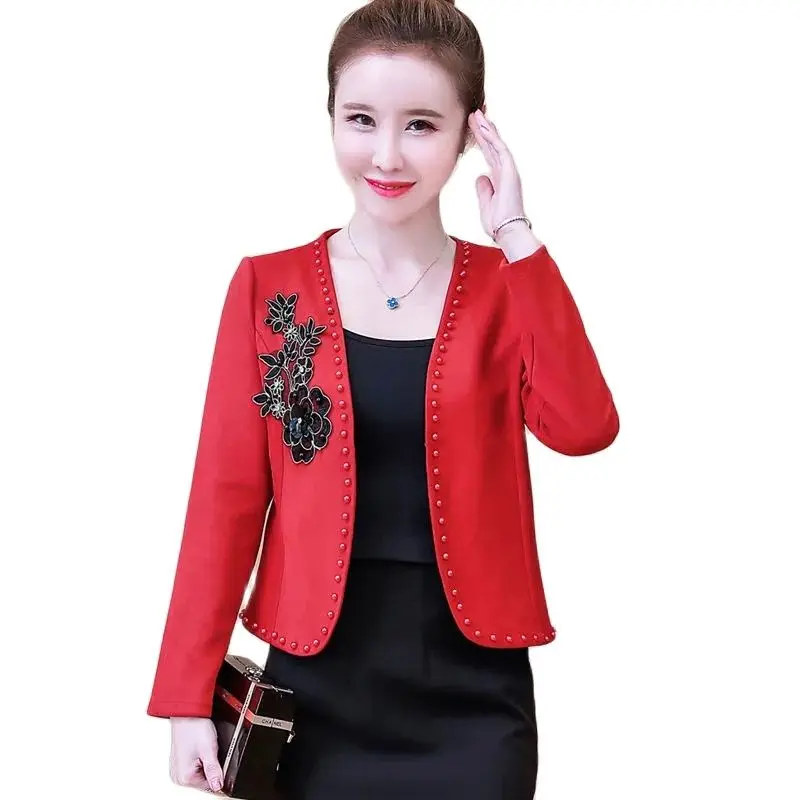 

Женский короткий кардиган, красное или Черное короткое платье Ципао, праздничная верхняя одежда, весна-осень 2023