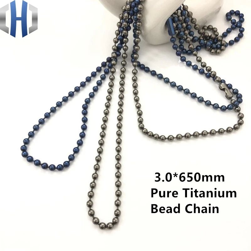 3,0*650 мм чистая титановая бусина цепь металлическая волна DIY аксессуары, цепочка на свитер не ржавеет свет гипоаллергенный EDC шарик цепь