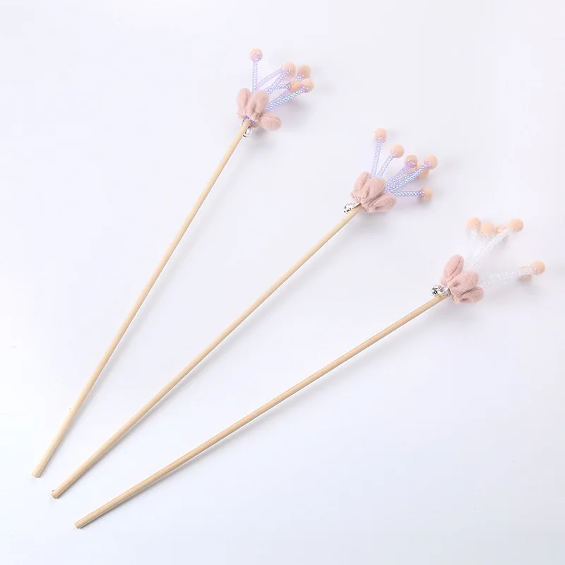 

Cat Toy Cat Teaser Handmade Wooden Rod Cat Teaser Cute Hipster Stamen Fairy Textured Cat Teaser