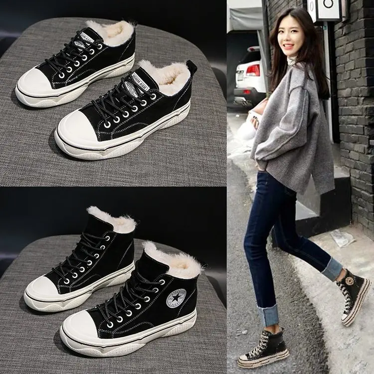 

Short Boots Women's Fluffy Shoes 2019 New Style Winter Korean-style Versatile plus Velvet Thick Bottomed Platform Daddy I Trendy