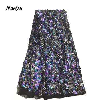

Guangzhou Stylish Design Lace Embroidered Textile with Mix Size and Color Sequins