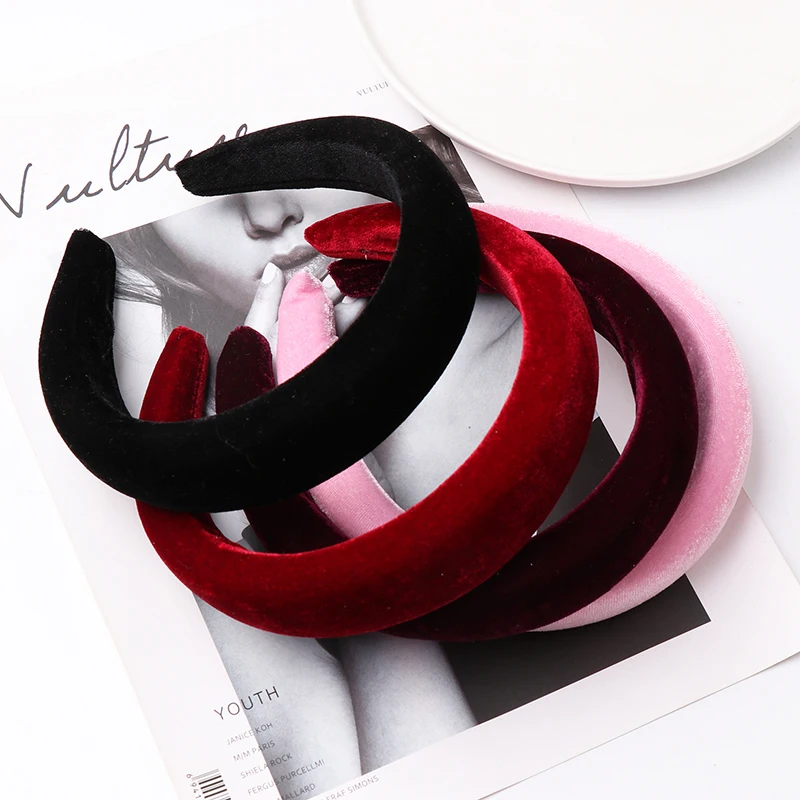 Новое поступление однотонные волосы мягкая Вельветовая повязка для волос повязки для волос Головные уборы женские вечерние ювелирные изделия оптом