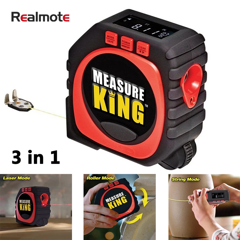 

Realmote 3 In 1 High Accuracy Laser Digital Display Ruler Household Professional Plastic Measuring Tool