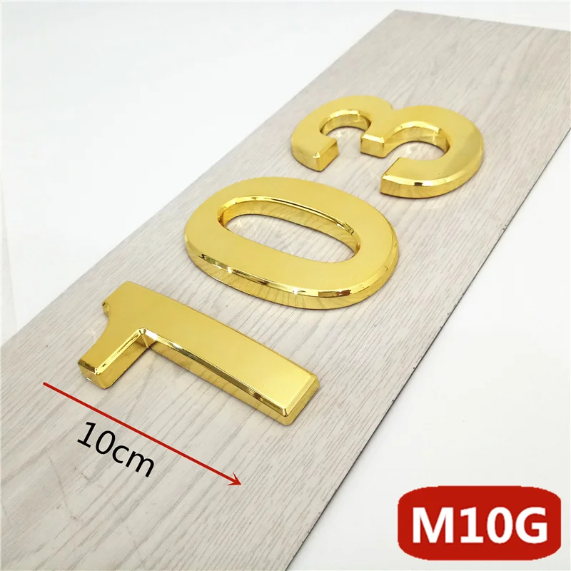 Gold 3D Large House and Mailbox Number Stickers - 10cm Modern Address Door Plate