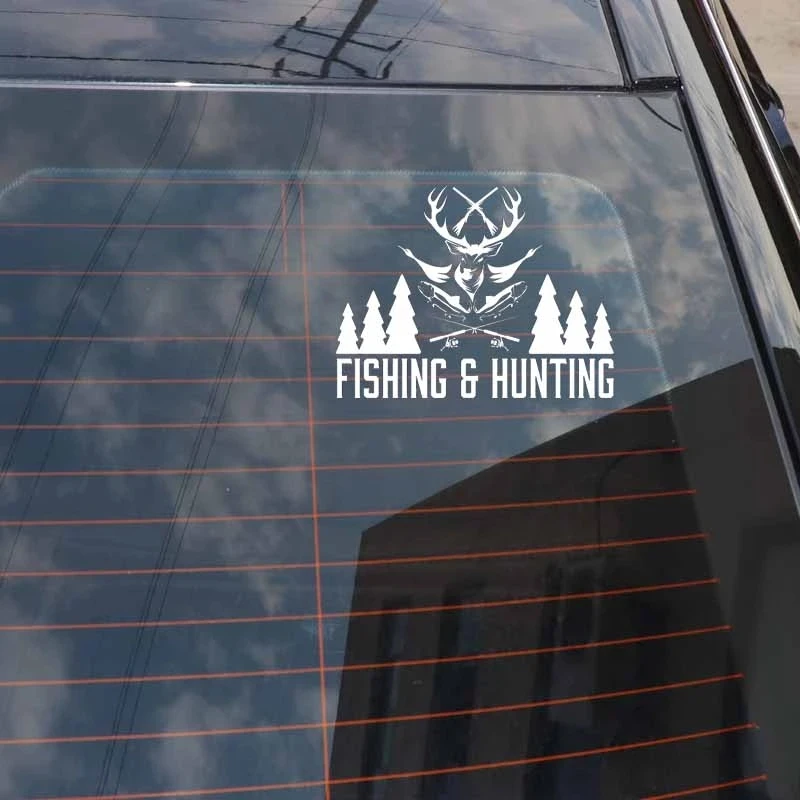 17.8cm*13.7cm Fishing Hunting Shop Hunter Fisherman Vinyl Stickers