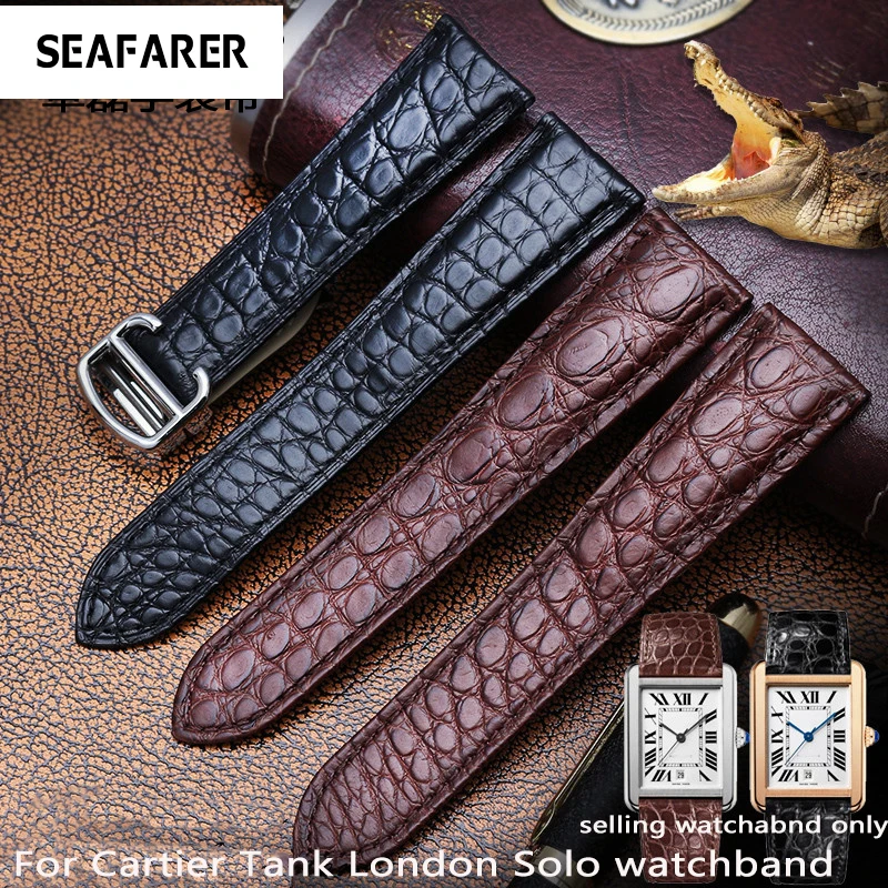 16mm 17mm 18mm 20mm 22mm 23mm 24mm 25mm Crocodile Skin Dermal Strap For Tank London SOLO Round Male | Наручные часы