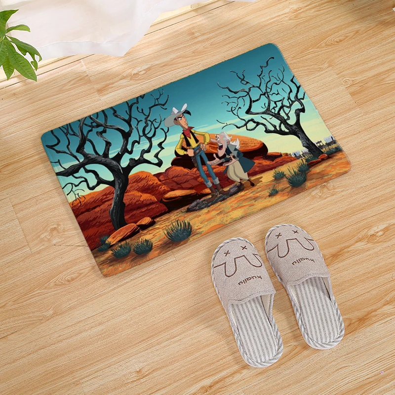 Lucky Luke мультфильм Ностальгический Придверный коврик коридор кухонный ковер крытый Открытый Добро пожаловать нескользящий коврик 80 см - Цвет: 15
