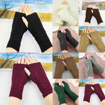 

Knitted Long Hand Gloves Women's Warm Embroidered Winter Gloves Fingerless Gloves For Women Girl Guantes Invierno Mujer Luvas