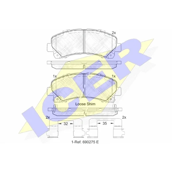 Колодки дисковые передние Isuzu D Max 2.5D/TD/3.0D 07 ICER 18208|Тормозной цилиндр| |