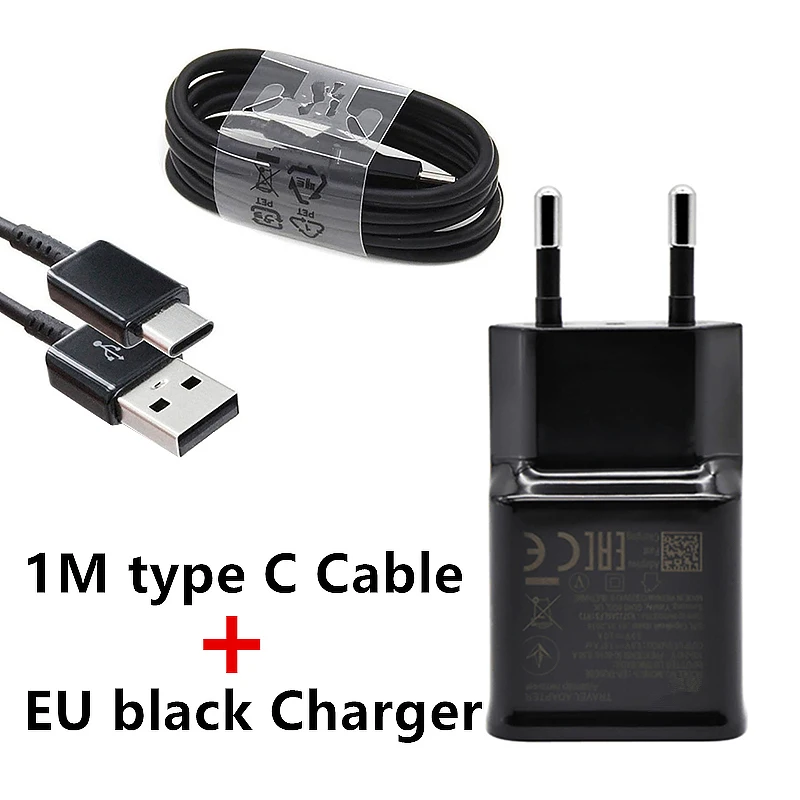 Быстрое зарядное устройство USB быстрый адаптер 1,2 type C кабель для samsung Galaxy S8 S9 Plus Note 8 9 A3 A5 A7 USBC Адаптивное зарядное устройство для телефона