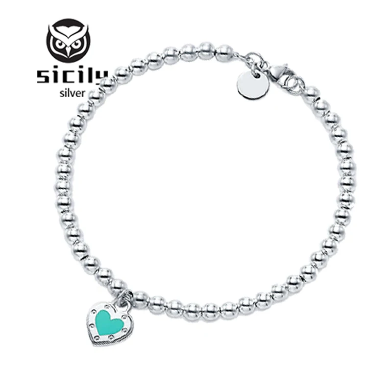 Sicily, высокое качество,,, серебро 925 пробы, tiff, сердце, браслет для женщин, Классическая мода, темперамент, роскошные ювелирные изделия