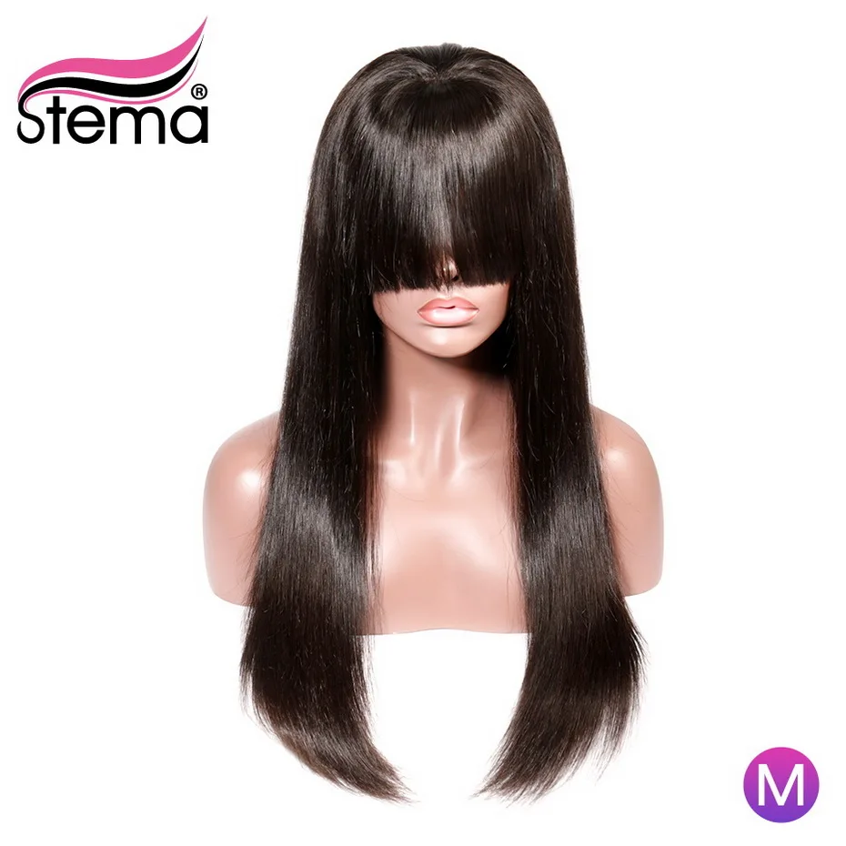 Парик Stema Bang Человеческие волосы Remy 150 Плотность 13x4 прямые кружевные передние