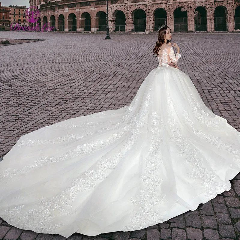 New Arrival Lace Ball Gown Wedding Dress Custom Made Bridal Gowns Long Sleeves Wedding Dresses Vestido-de-noiva