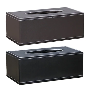 

Home PU Leather Large Rectangular Tissue Paper Napkin Box Case Household Office Holder Organizer