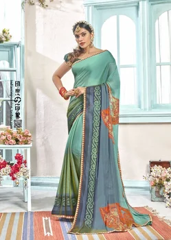 

Indian Sari Ethnic Fashion Women's Silk Embroidery Work Saree with Blouse Piece