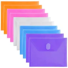 

10 Packs A7 Size Assorted Color Small Plastic Envelopes with Hook & Loop Closure Plastic Filing Envelopes for Index Card Coupons