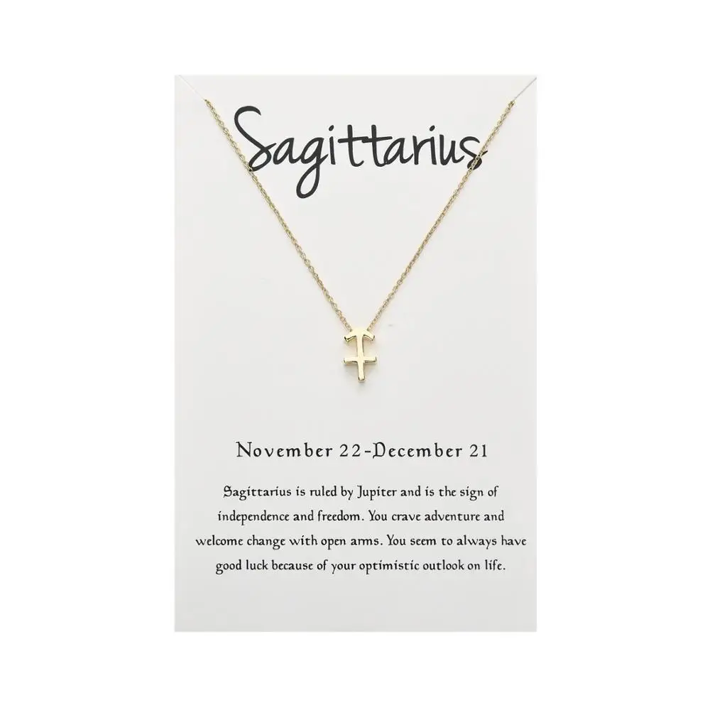 Sagittarius necklace QIAMNI Дева весы Скорпион Стрелец Козерога Водолей зодиакальные ожерелья кулон 12 Созвездие звезды знаки ожерелья подарок - Окраска металла: Sagittarius necklace