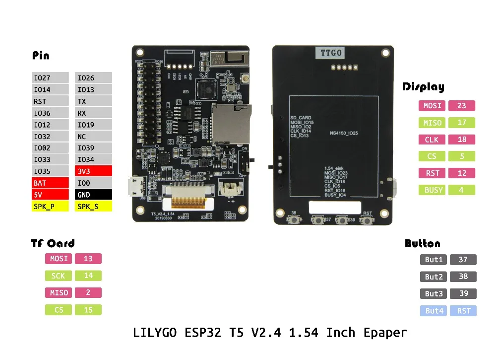 LILYGO® TTGO T5S V2.4 Wifi Bluetooth Wireless Module Base ESP-32 Esp32 Yellow Display EPaper Sperker Electric Development Board