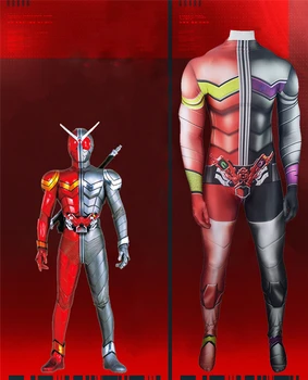 

Kamen Rider Jumpsuit Anime Super Hero Cosplay Tights Adult Men And Women Couples Glowing Metal Halloween Party