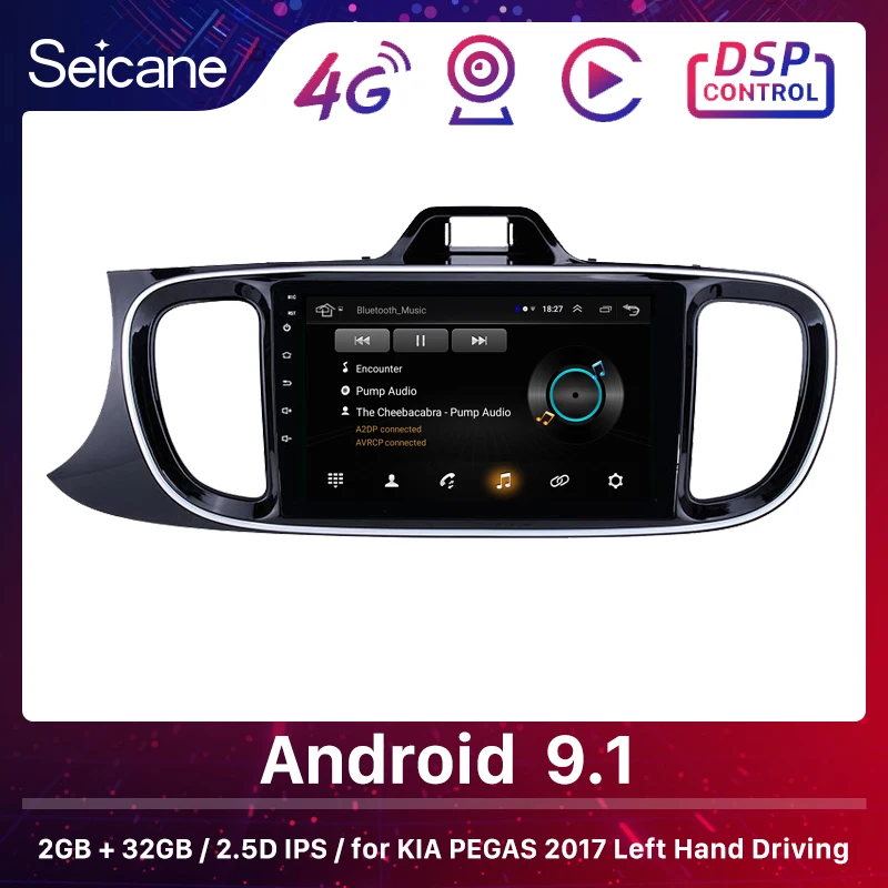 Seicane GPS Android 9 1 HD сенсорный экран автомобильное радио дюймов для KIA PEGAS 2017 левая рука