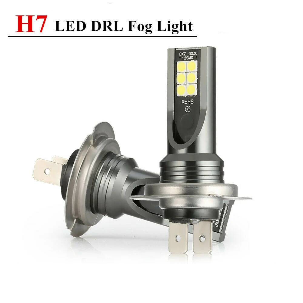 

2pcs Car H7 LED Headlight Fog Bulb DRL Inline LED Headlight Kit White 20000lm 6000k Driving Light